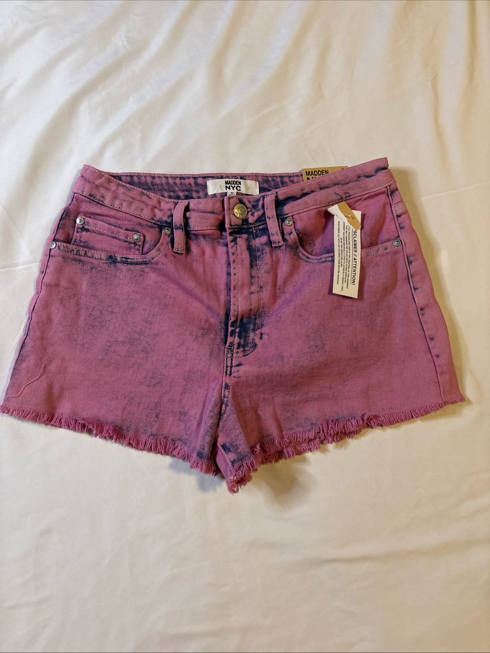Steve Madden Washed Pink Tie-Dye Denim Shorts